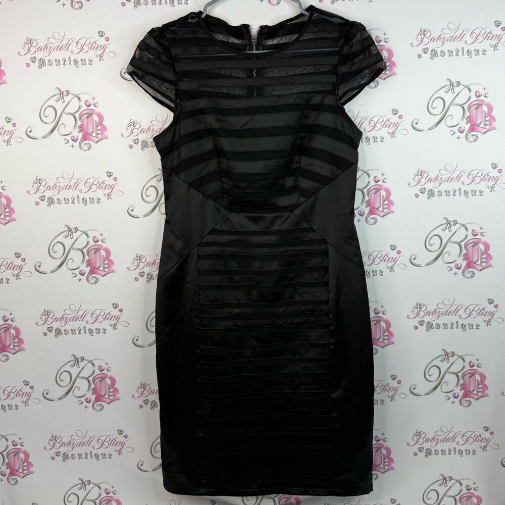 Lipsy vip dress stripes mesh sexy bodycon Y2K iconic Black Striped Mini Dress